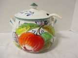 Fruit Design Tureen with Lid and Ladle