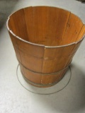 Banded Wood Slat Barrel/Planter