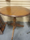 Wood Pedestal Base Table on Casters