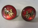 Pair of Brass and Glass Drawer Pulls with Carriage Scent