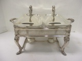 Silverplated Double Bowl Warming Stand