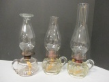 Three Oil Lamps with Handles