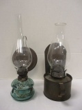 Two Vintage Wall Hanging Oil Lamps
