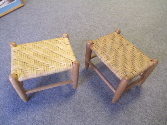 2 Small Woven Top Stools