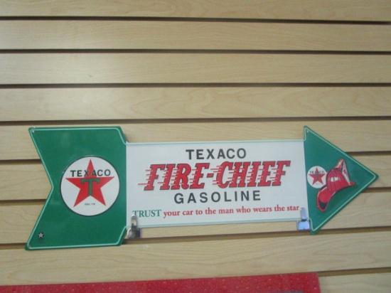 Texaco Fire Chief Metal Arrow Sign