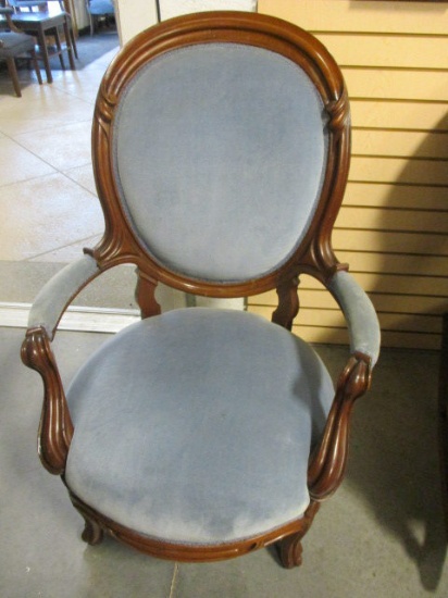 Blue Velvet Antique Chair