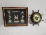 Shadowbox of Ship Knots and Weather Gauge made in West Germany