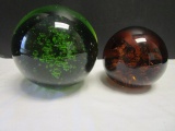 2 Solid Art Glass Balls
