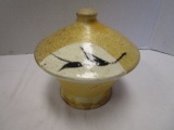 Glazed Pottery Bowl w/ Lid Stamped 