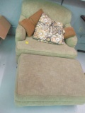 Haverty's Large Green Chair & Ottoman
