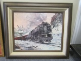 Framed Picture of Saga of the Iron Horse Train w/ Signature