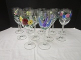 Handpainted by Garden Party of Vermont set of 11 Stemware Glasses