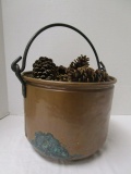 Copper Bucket w/ Handle filled w/ Pinecones