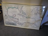 Framed Map of the West Indies by Herman Moll