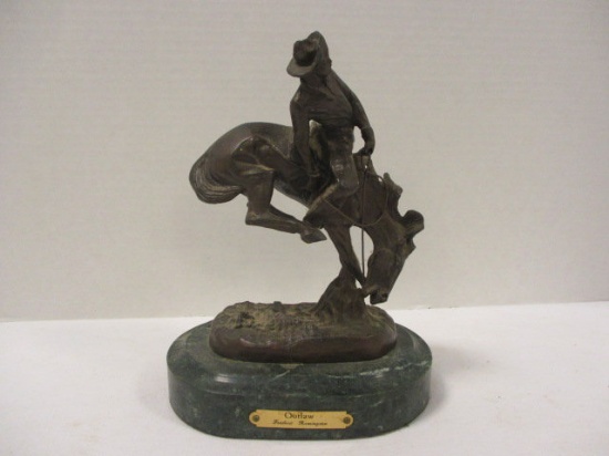 Frederic Remington Sculpture "Outlaw" on Marble Base