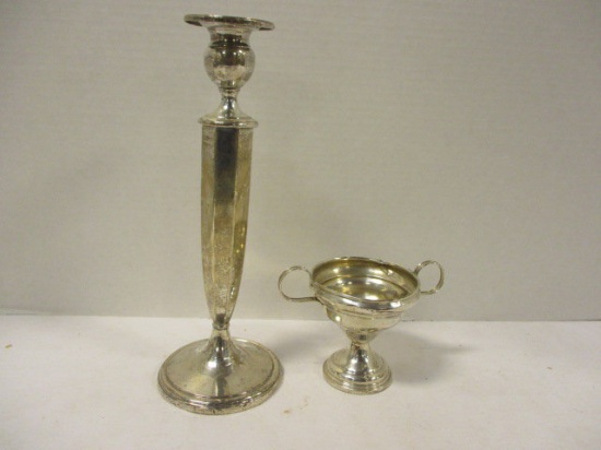 Two Pieces Sterling - Bud Vase, Small Handled Bowl