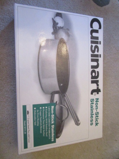 New in Box Cuisinart Non-Stick Stainless 2 Quart Saute Pan with Lid