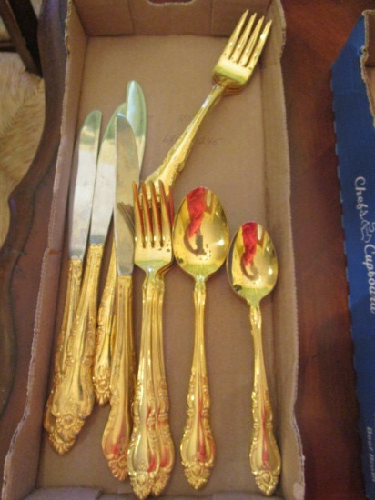 19 Pieces of Gold-Plated Flatware
