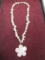 Chip Stone Necklace w/ Pink Quartz Flower Pendant