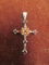 Sterling Silver Cross Pendant w/ Red Stones