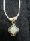 Liquid Silver Necklace w/ Irridescent Stone Pendant