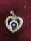 Sterling Silver Heart Pendant w/ Greek Eye
