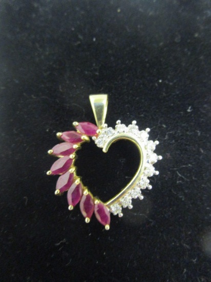 10K Gold Diamond Ruby/ Heart Pendant