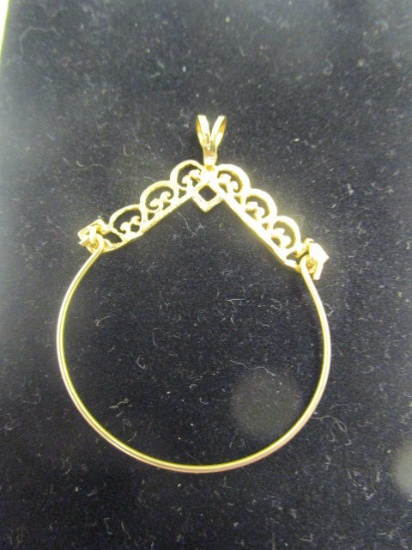 14k Gold Charm Holder Pendant