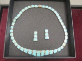 Balocchi Firenze Sterling Silver Turquoise Necklace & Earring Set in box