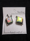 Sterling Silver Earrings w/ Irridescent Stones