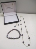 Cultured Pearl Necklace, Bracelet & Earring Set