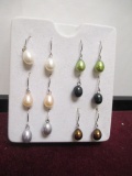 6 Pair of Sterling Silver Cultured Pearl Earrings
