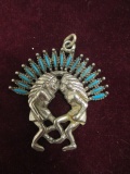 Sterling Silver Turquoise Native American Pendant