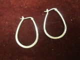 Sterling Silver Etched Hoop Earrings