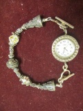 Collezio Watch w/ Silvertone Beads & Crystal Band