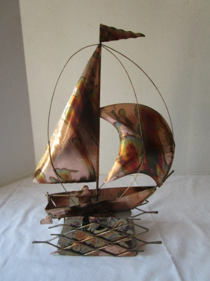 Musical Copper Sailboat on Waves