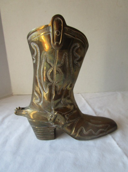Heavy Brass Boot Vase