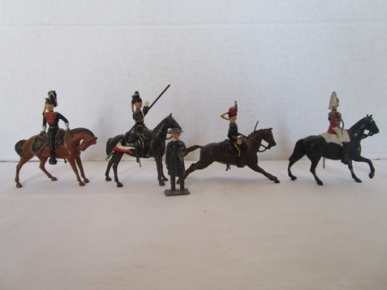 Vintage Small Metal Horses with Riders and One Metal Clergyman