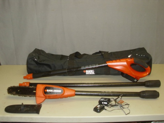 Black & Decker Battery Powered Pole Chainsaw w/ Battery & Charger in Carrying Case