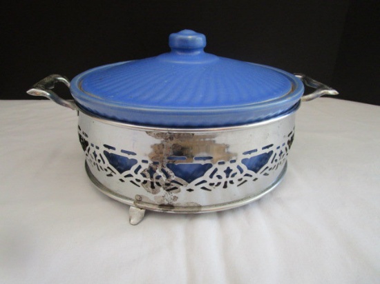 Vintage Casserole Dish in Metal Holder