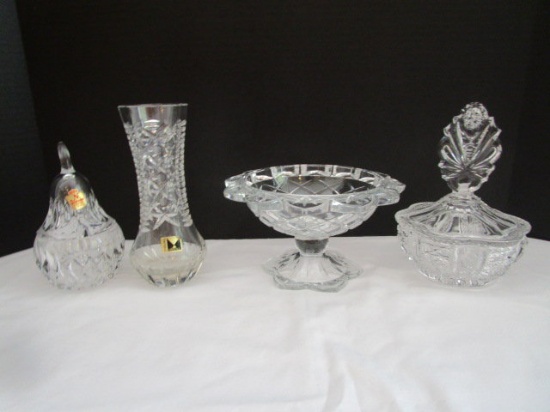 German Crystal Compote, Vase, Covered Dish and Condiment Jar