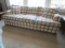 Plaid Upholstered Sofa with Accent Cushions