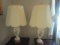 Pair of Ceramic and Brass Table Lamps with Shades