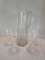 Clear Glass Pitcher with Applied Handle and 4 Crystal Goblets
