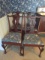 4 Mahogany Dining Side Chairs with Claw & Ball Feet and Upholstered Seats
