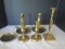 Brass Candlesticks and Small Dish