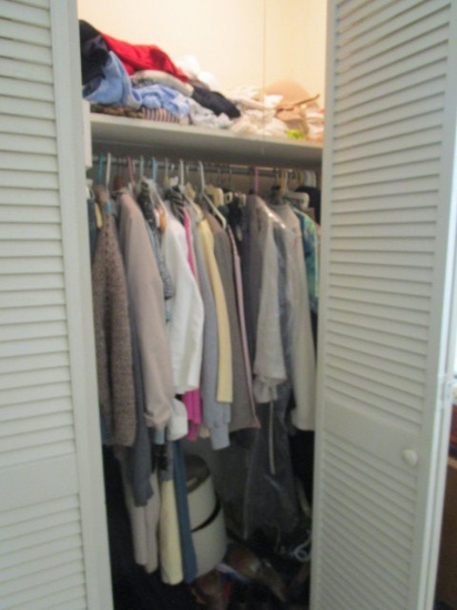 Bedroom Closet Contents - Ladies Clothes, Shoes, Gloves, Visors