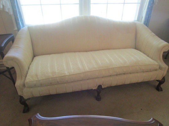 Chippendale Style Upholstered Sofa with Claw & Ball Feet