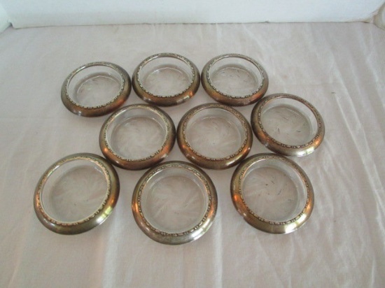 9 Amston Sterling and Glass Coasters