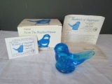 Signed and Dated Leo Ward Glass Bluebird of Happiness in Box